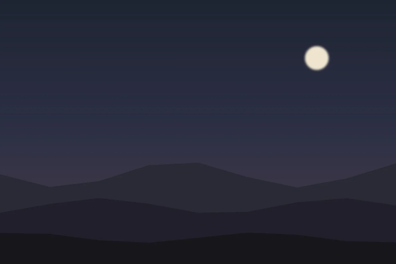 Dark hills under a small moon